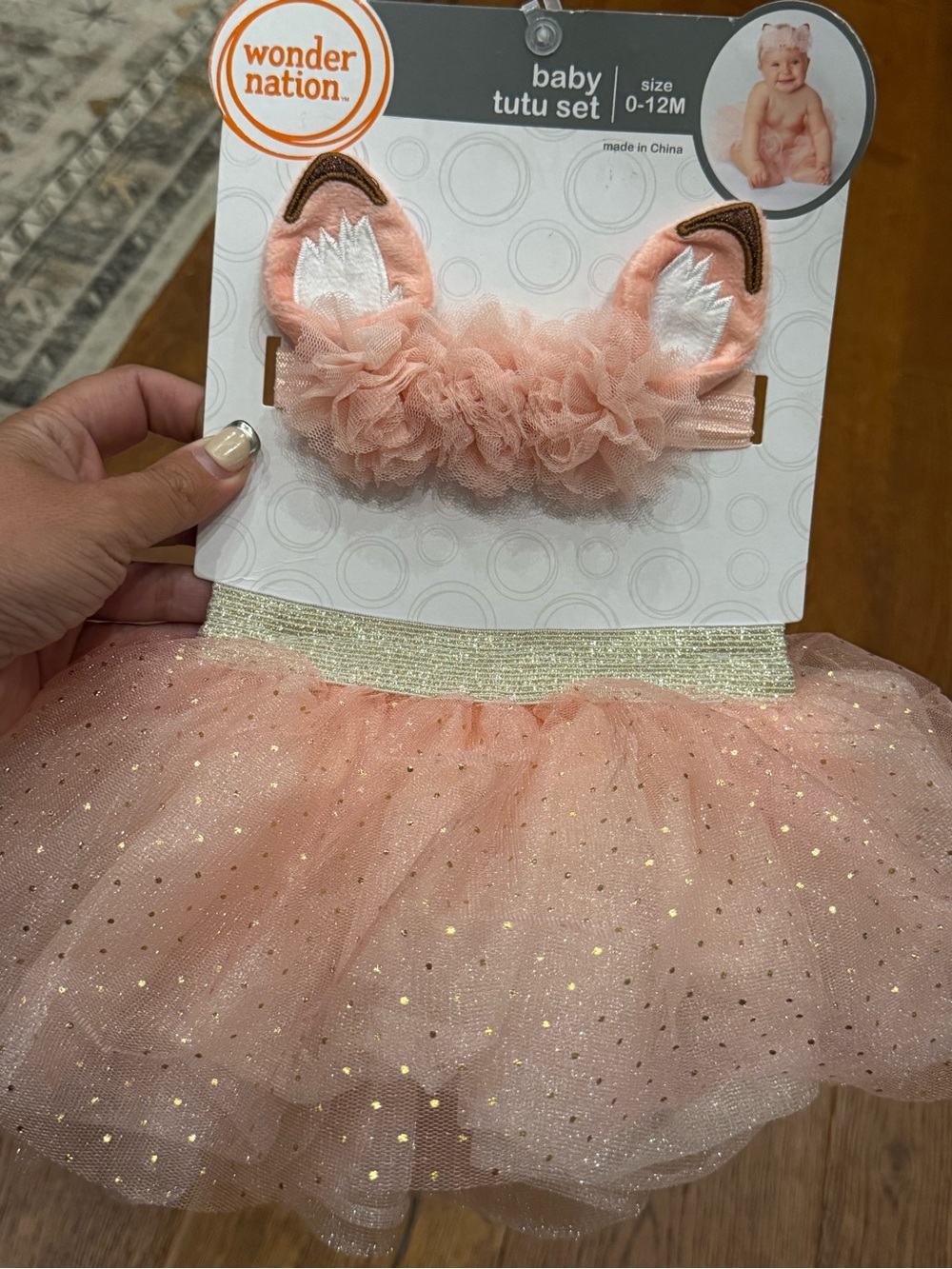 Wonder Nation Baby Fox Tutu Set 0-12M Pink Glitter Tulle Costume NWT